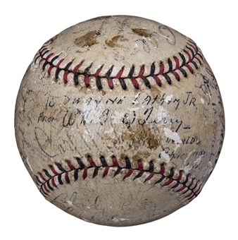 1933 World Series Champions New York Giants Multi Signed ONL Heydler Baseball With 21 Signatures Including Terry, Ott & Hubbell (Beckett)